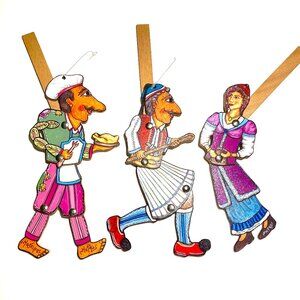 Set of 3 Grecian Shadow Theatre Figure Marionnettes